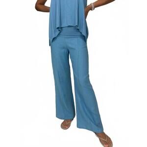 NEW FRESH LAUNDRY foldovers linen pant in blue